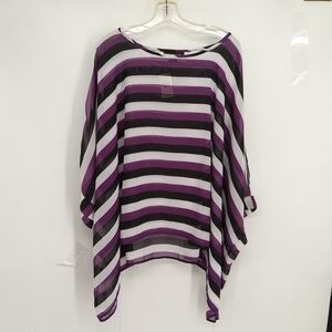 NWT ASHLEY STEWART 14/16 SHEER STRIPED OVERSIZED TOP